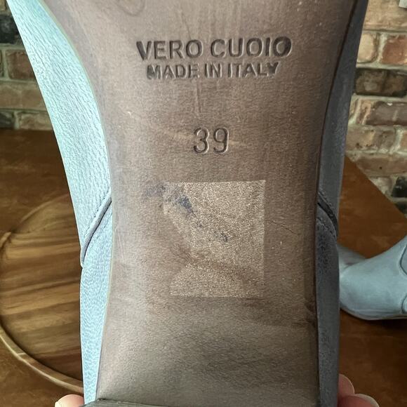 Free People Dakota Suede Slouch Block Heel Blue Gray Sz 9 US 39 EU MSRP $188 - Picture 13 of 16